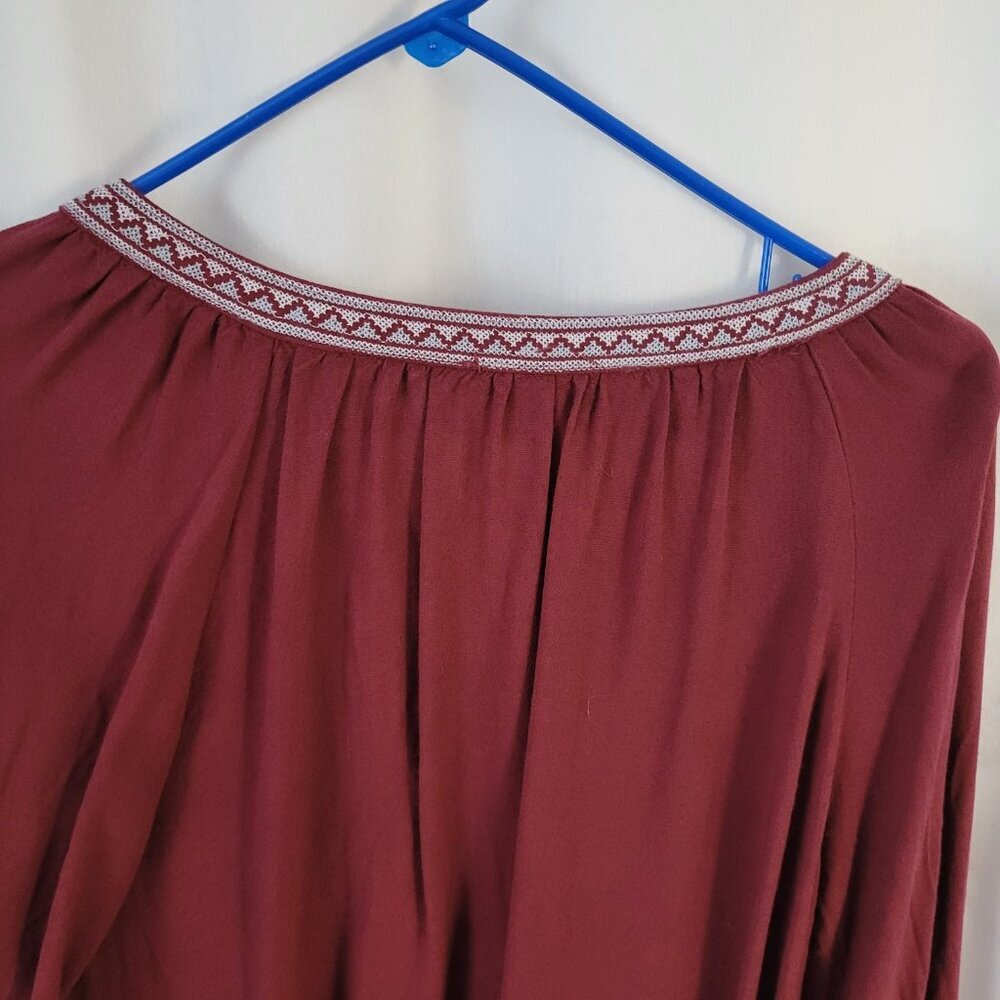 Blue Rain Top Peasant BOHO Tied Med. tassel Embroidered tunic cottage retro Rayo - Picture 9 of 13